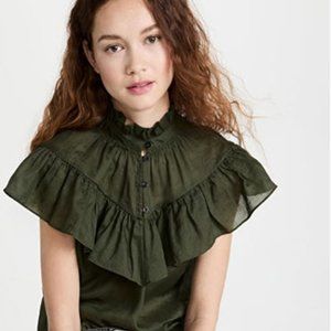 Frame Ruffle Flounce Top in Fatigue